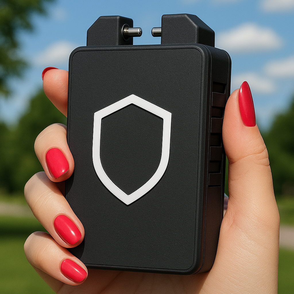 Female hand holding Voyguard V1 outdoors
